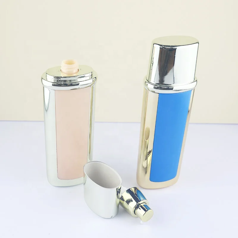 new empty 120ml 4OZ cream cosmetic packaging set lotion serum pump bottle Luxury flat square skincare packaging