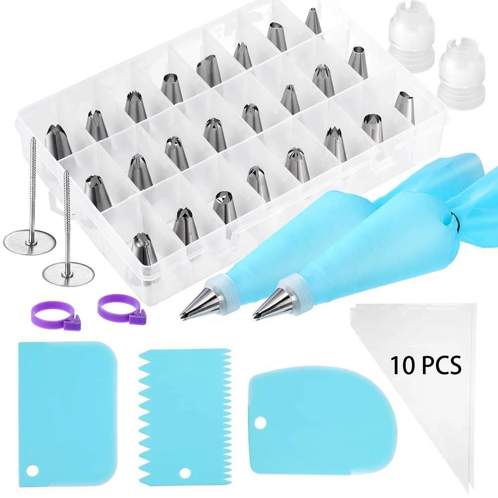 46pcs Cake Decorating Kit with Piping Bags and Tips Frosting Icing Tips Pastry Bags Tips Baking Decorating tools