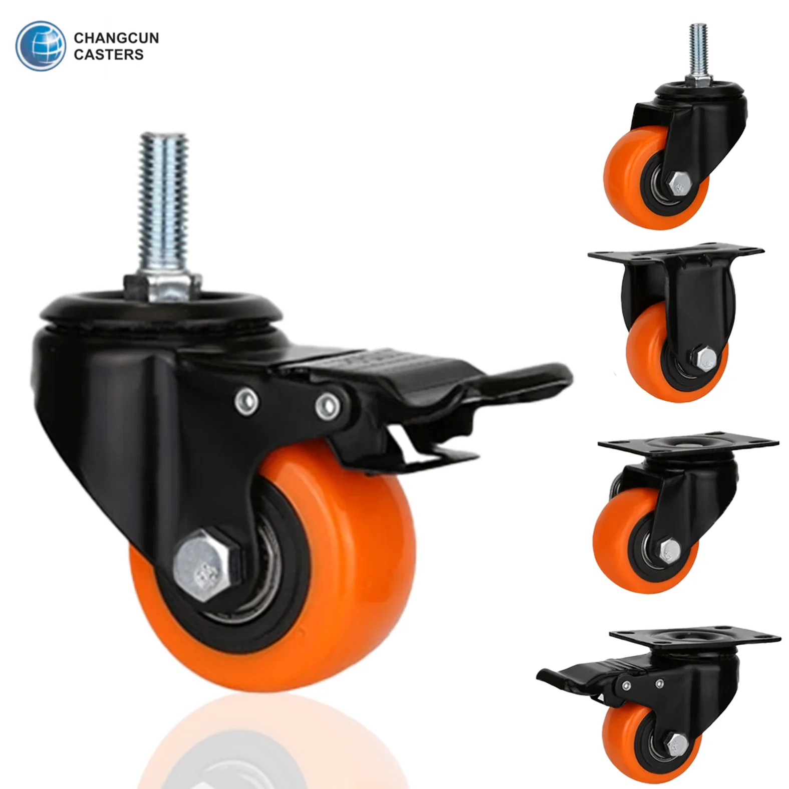 1.5 Inch 2 Inch 2.5 Inch Workbenches Tables And Equipments Threaded Stem Swivel Caster Wheel With Brake