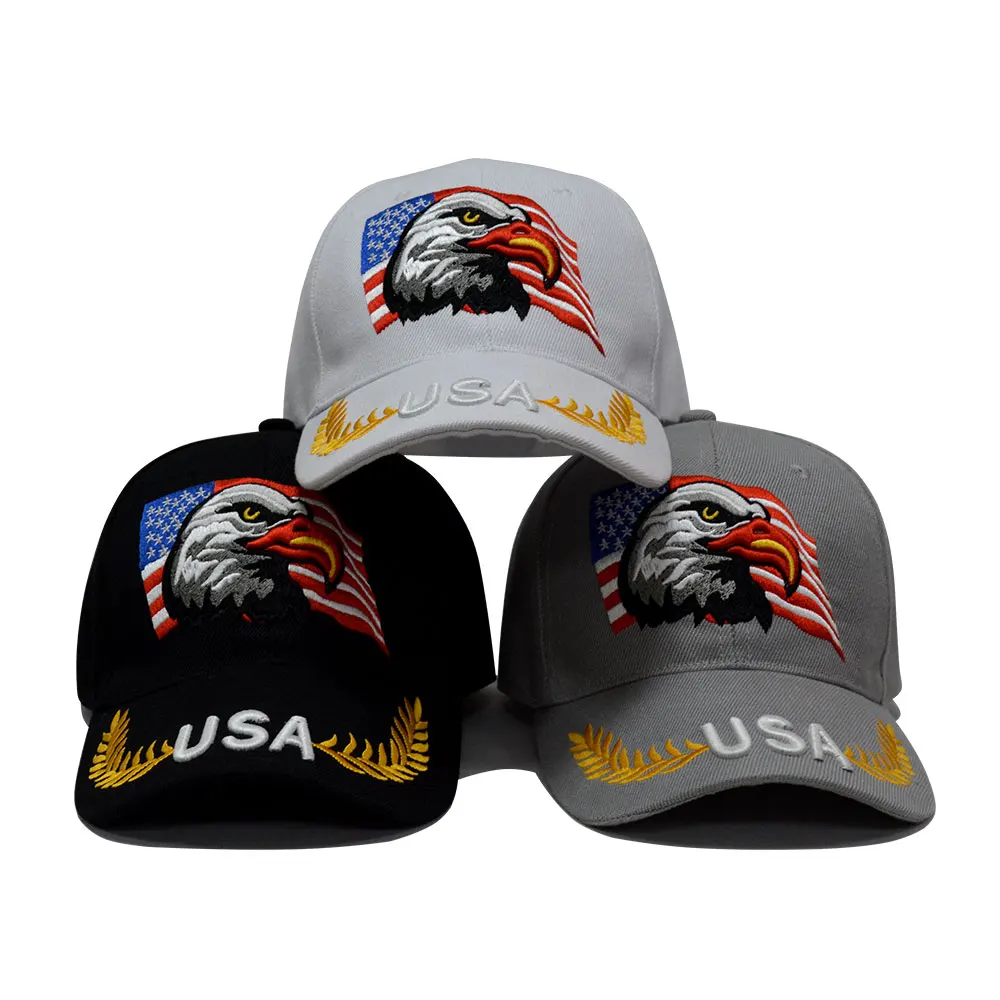 China Stock Wholesale USA USA Eagle Pattern Multicolor Baseball Cap Hat with Adjustable Snapback