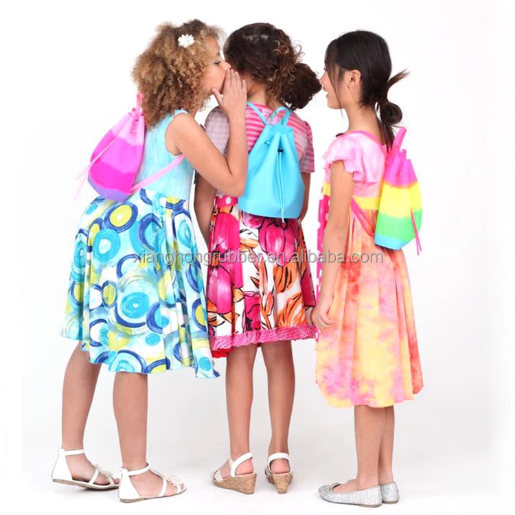 Silicone Waterproof Drawstring Bucket Bag Soft Scented Kids String Bags Backpacks