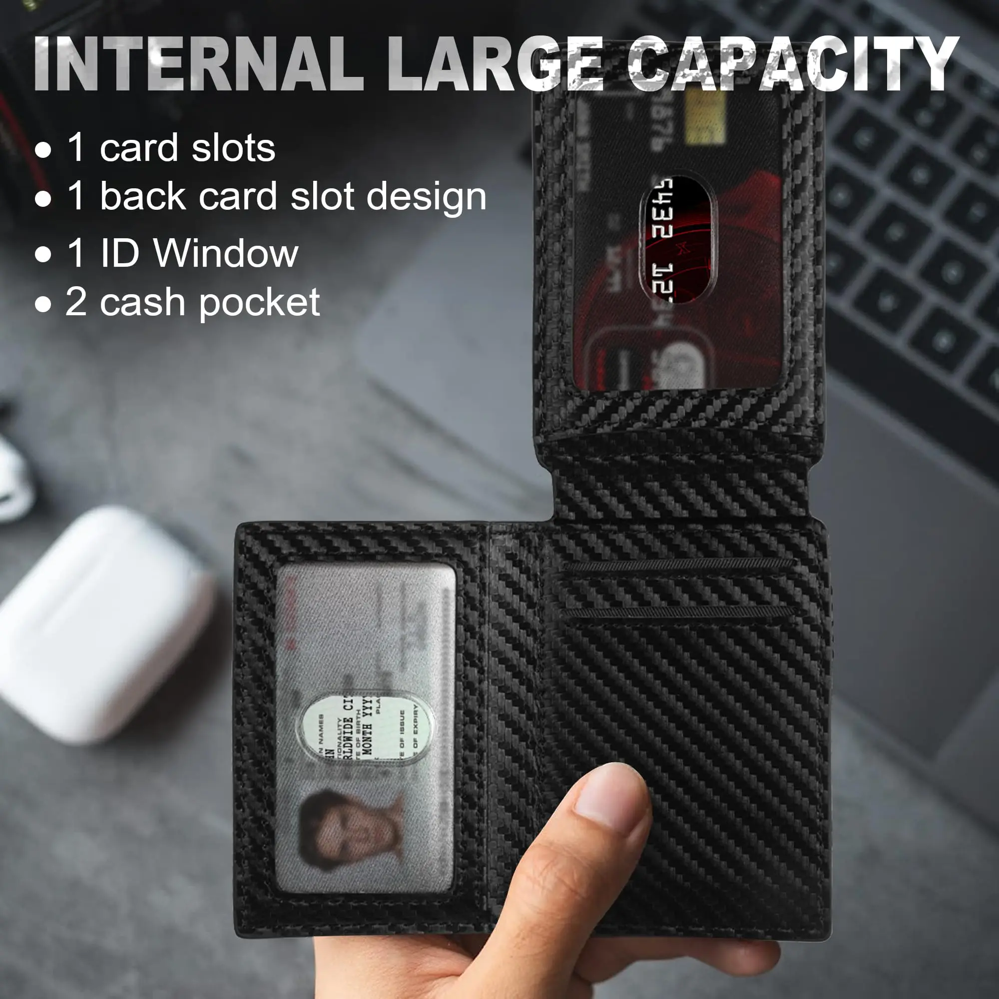 Factory Hot Sale Aluminum Metal Card Case With 2 ID Window Slot RFID Blocking Business Pop Up Credit Card Holder Wallet