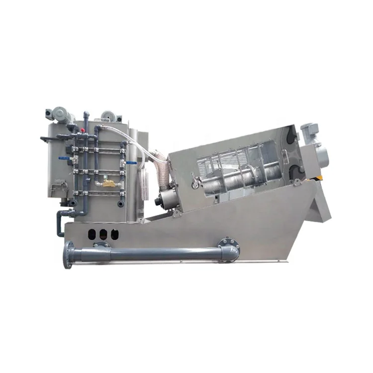 sludge dehydrator screw press filter separator kitchen waste dewatering machine for meat processing plant wastewater treatment