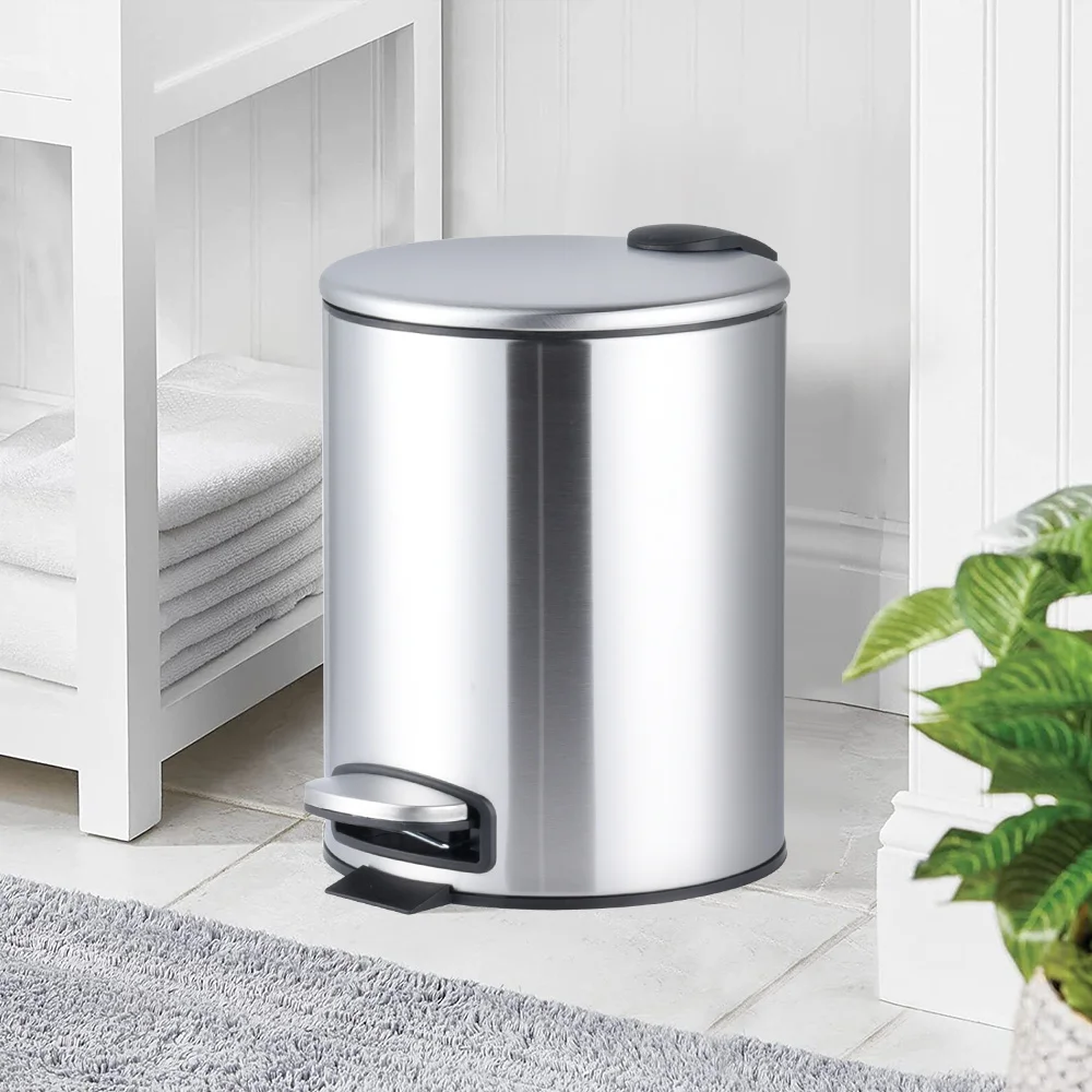Multiple Size Stainless Steel Small Medium Large Foot Pedal Dustbin Indoor Household Trash Bin