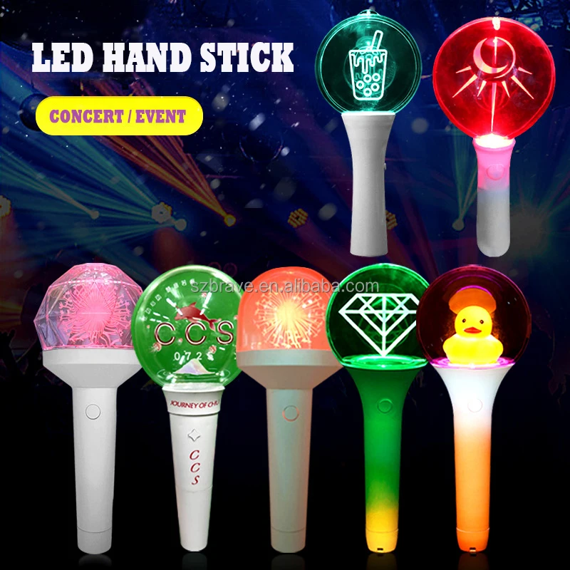 Customized logo acrylic light stick concert cheer-up hand light sticks glow in the dark wands sticks for sports big events