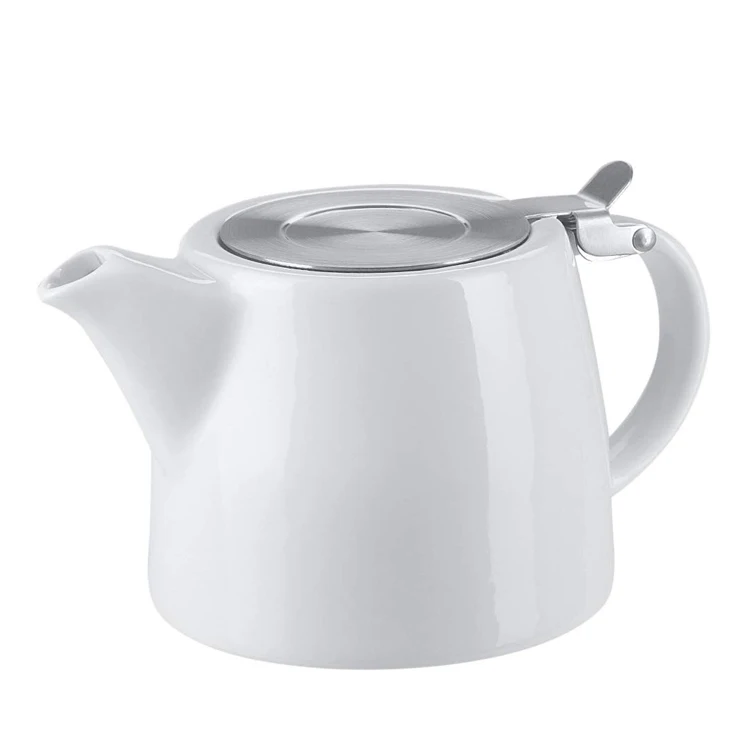 18oz Custom Design Ceramic Teapot with Stainless Steel Infuser
