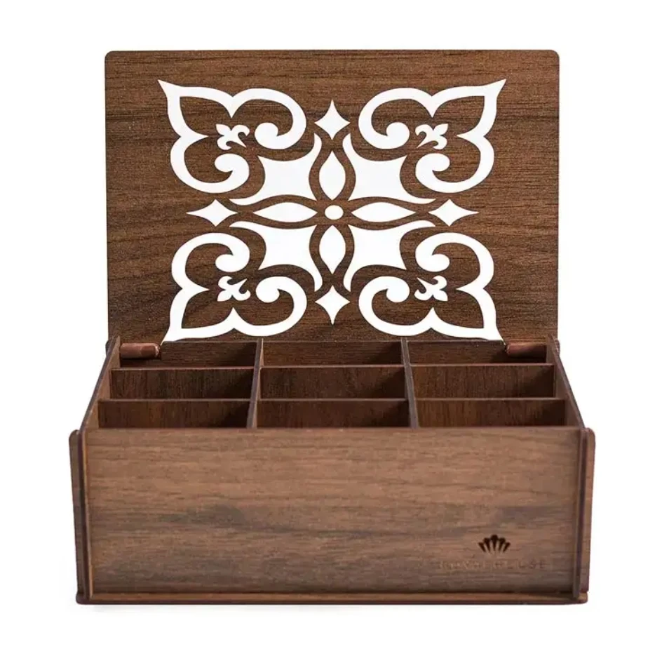 Hot selling custom made rectangle country storage container antique wooden tea box