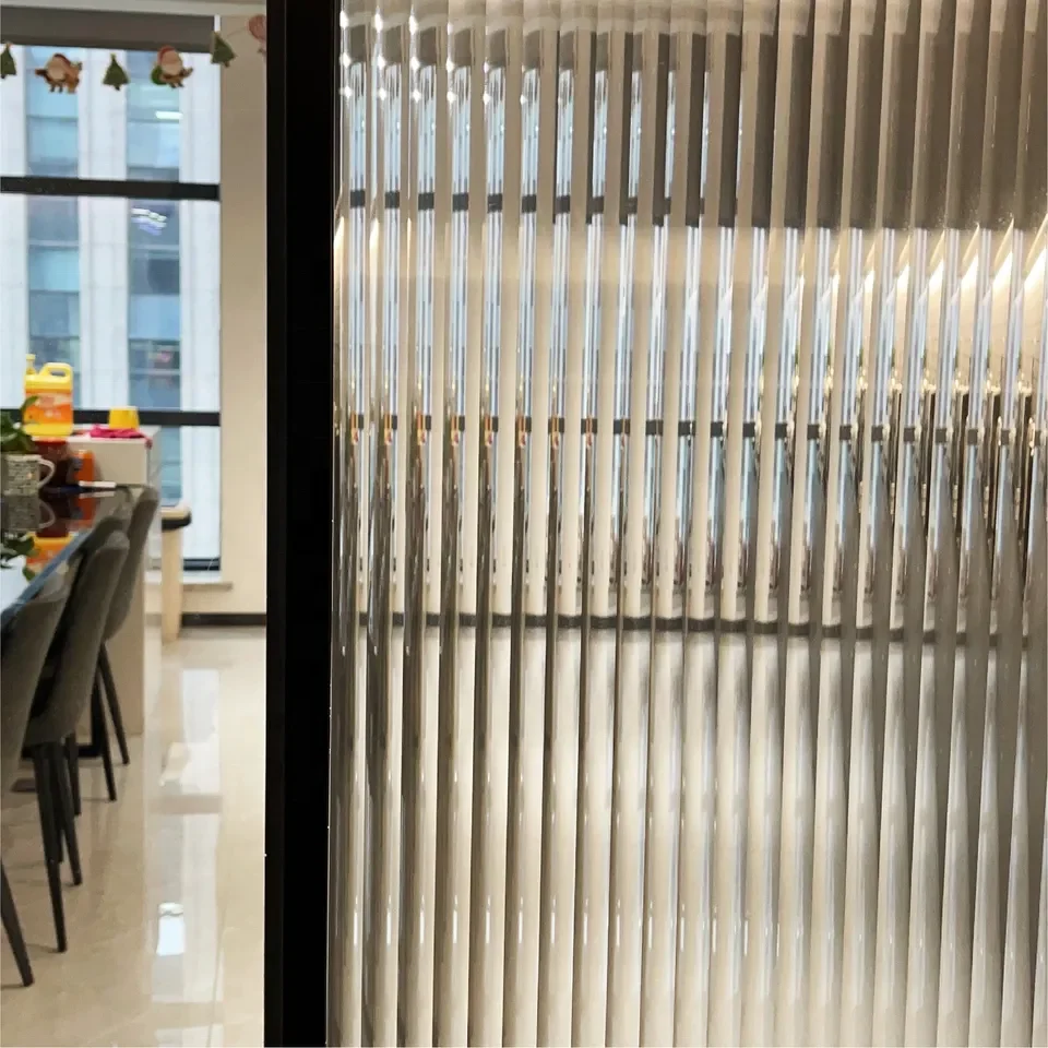 13mm Transparent Window glass Film reeded window tint  film Fluted privacy Window Film for door glass decorative