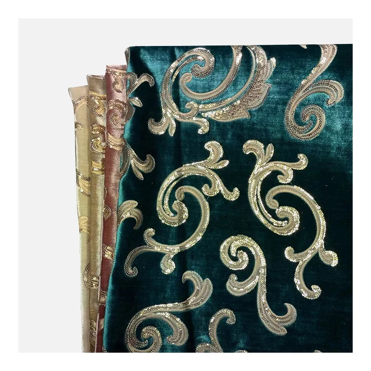 Modern Design 100%polyester Upholstery Fabric Morocco Sofa Embroidered Arabic Velvet Fabric