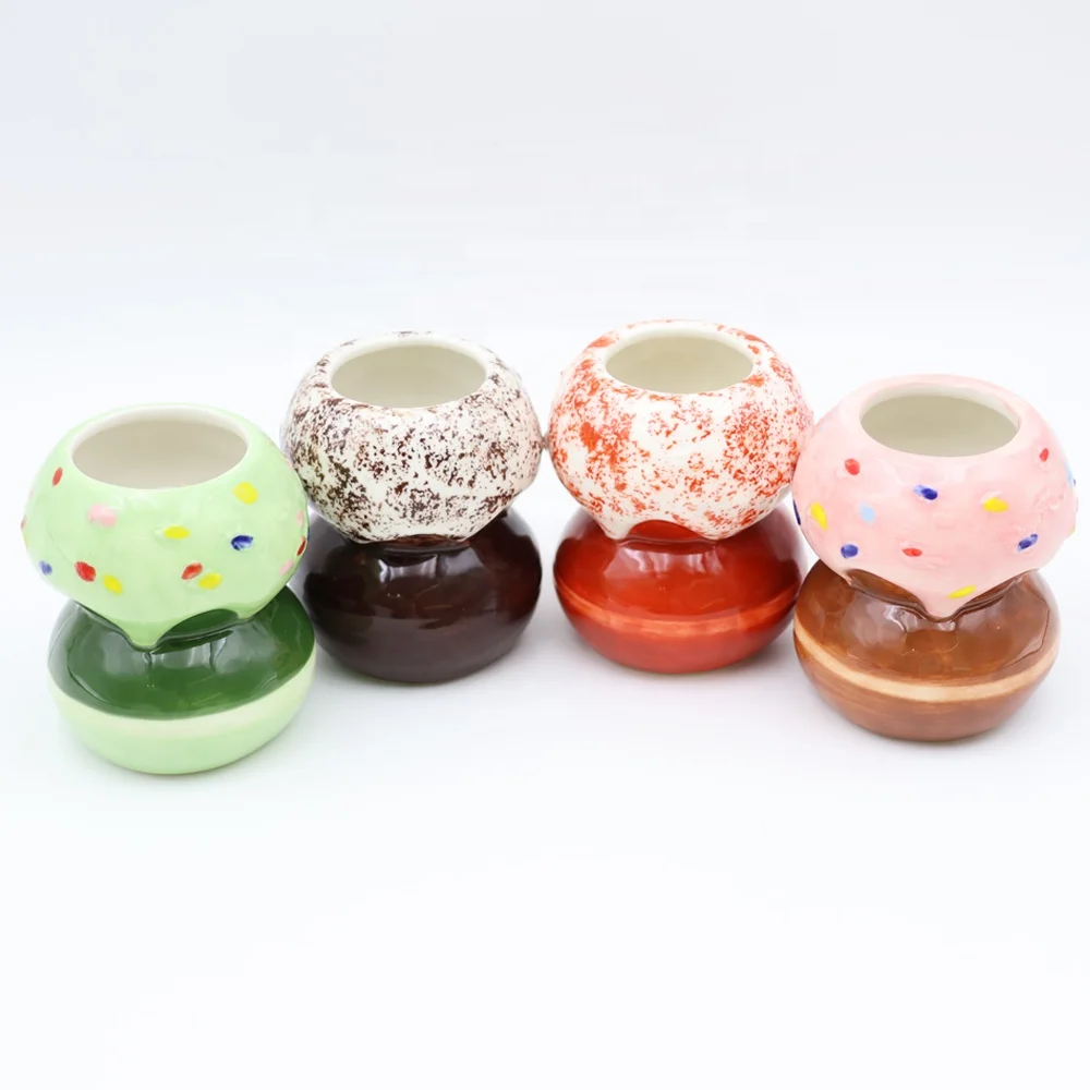 Custom logo 2oz 3oz unique ice cream ball porcelain mini tumbler cup shot glass set donuts ceramic Mexican tequila shot glasses