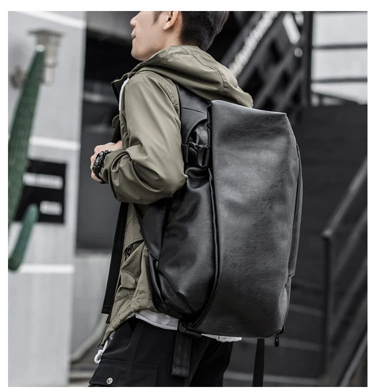 MOYYI 35L Anti theft Travel PU leather Backpack Bags For Men Laptop Backpack