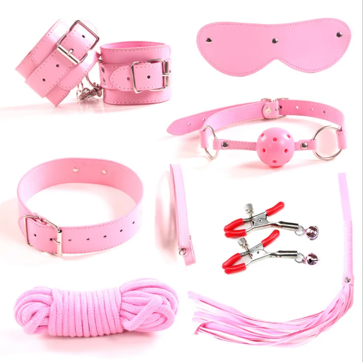 7pcs/set Sex Bondage Restraint Toys for SM Game Rope handcuff and whip