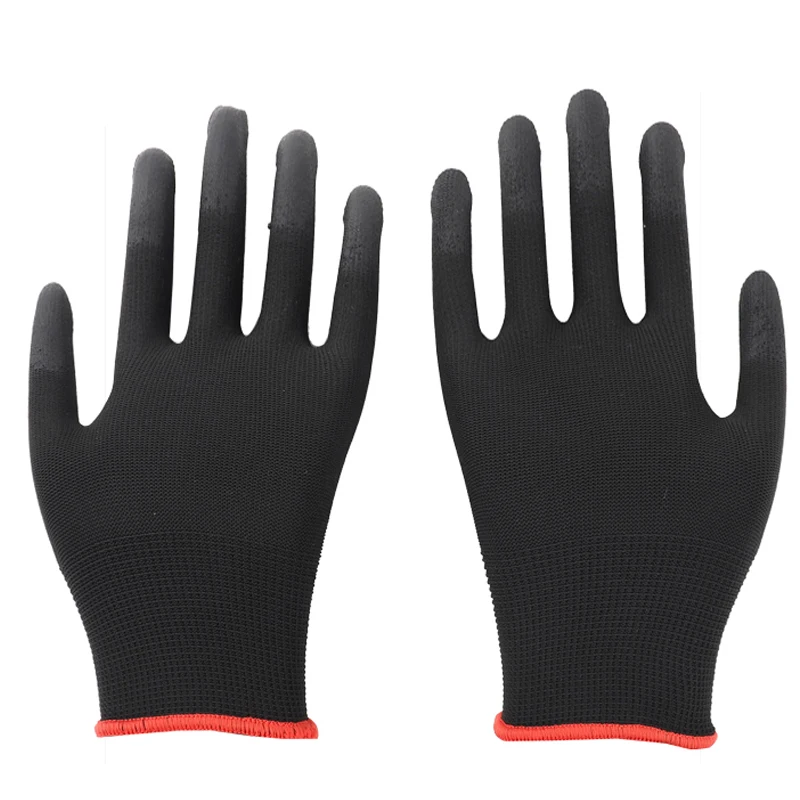 Antistatic carbon fiber knitted ESD fingertips coated protective PU gloves