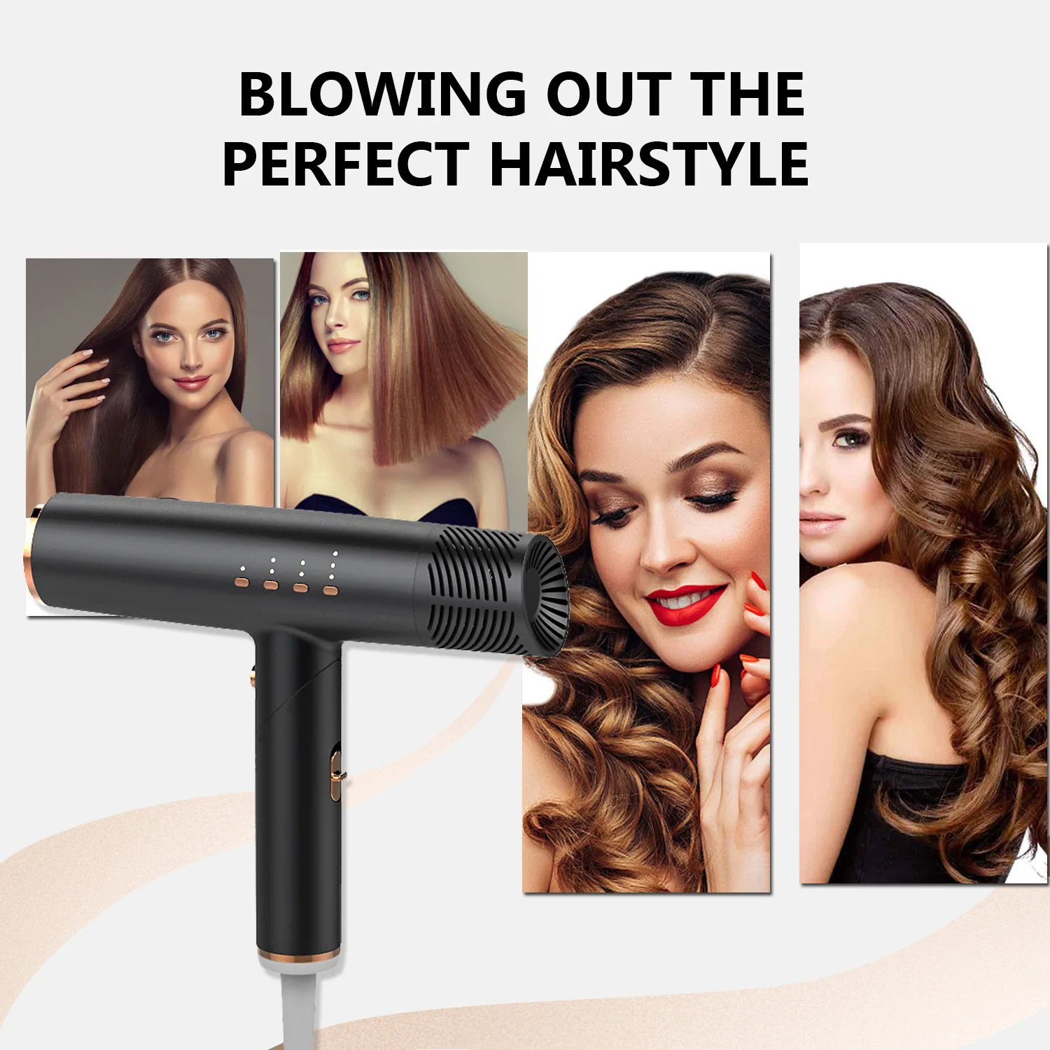 T-shape Hair Dryer High Power Negative Ionic Silent Blow Dryer Hot Cold Replace Type Hair Care Electric Hair Dryer