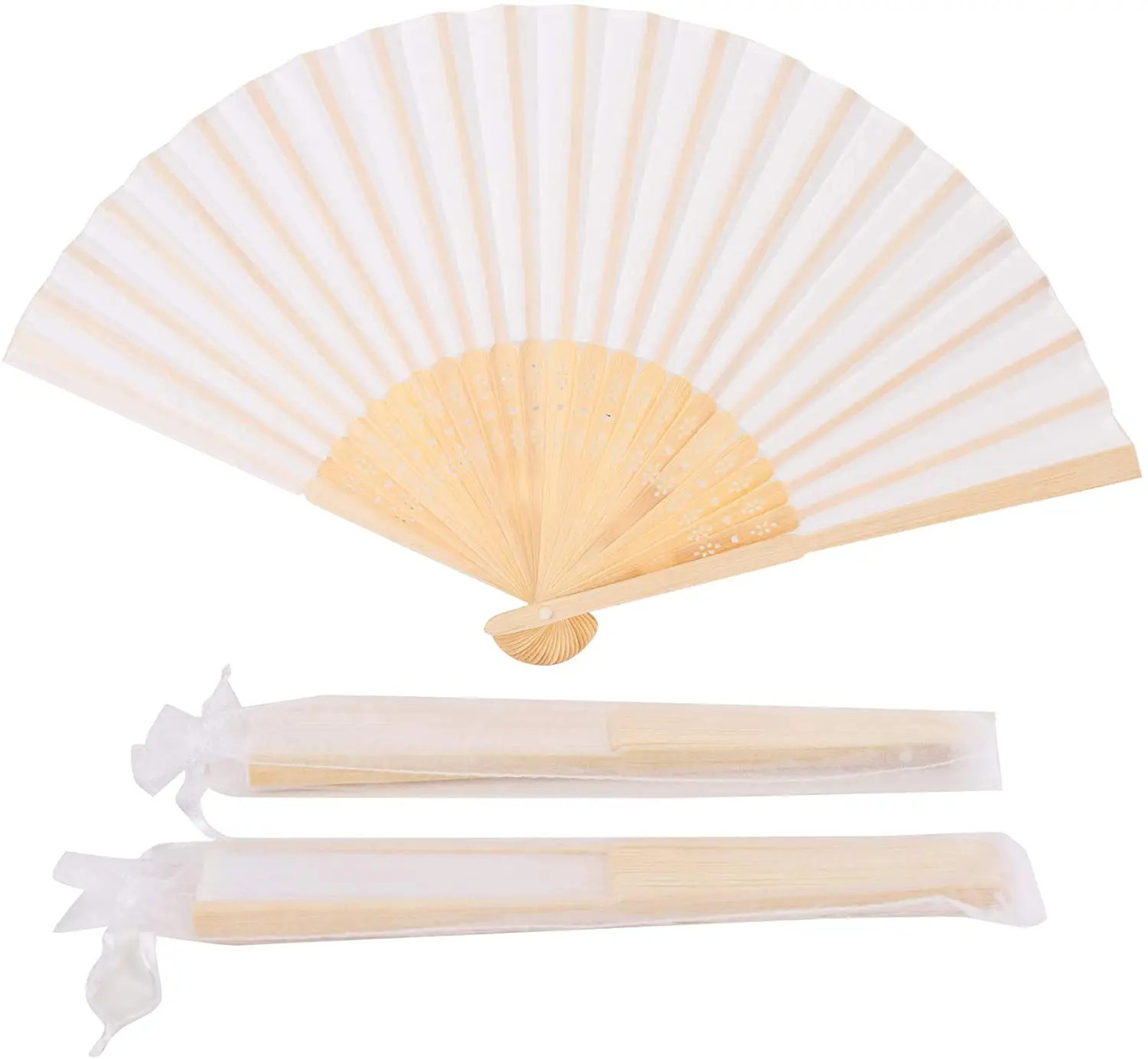 Shunli one side printing hand paper fan white hand help paper fans bulk paper hand fans wedding favors with bags