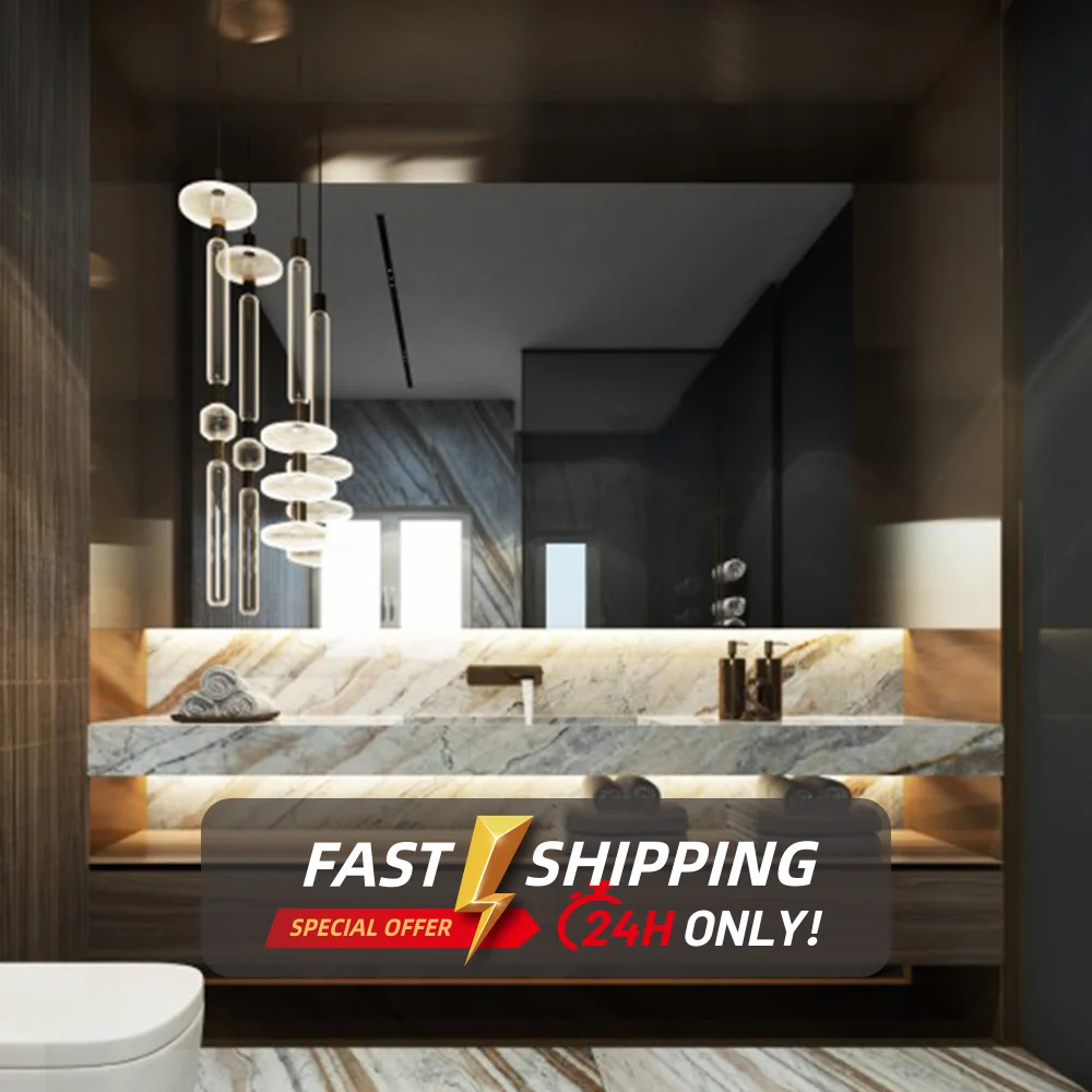 2021 New Design Acrylic Decorative custom LED Lighted Wall Mounted Bathroom Mirror