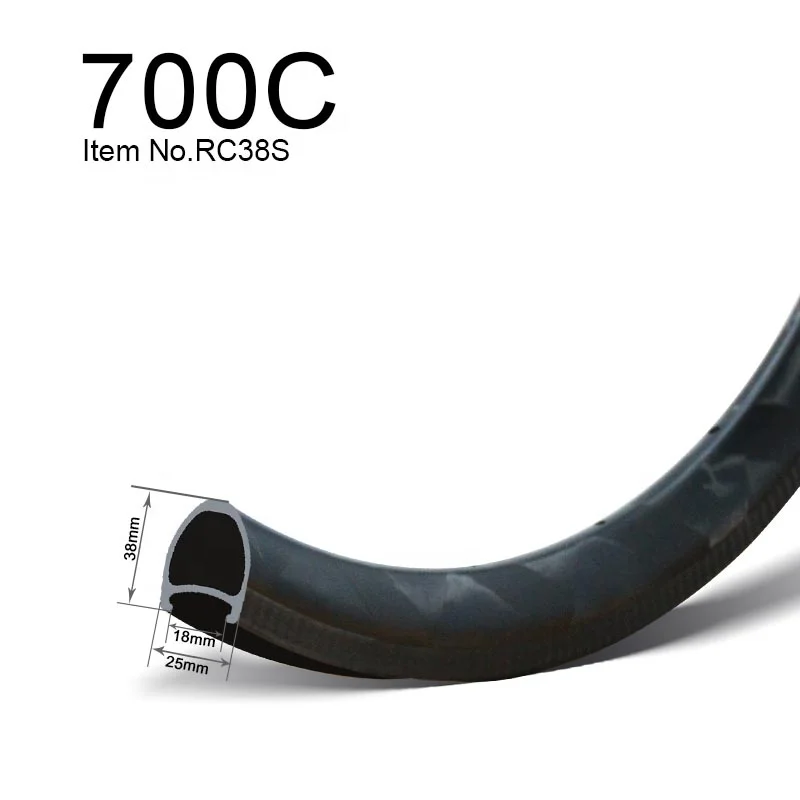 GoFast OEM Factory Carbon Clincher Rim 25mm Disc Brake Road Wheels 38mm Depth Super Light Carbon Clincher Rims For Road Bicycle