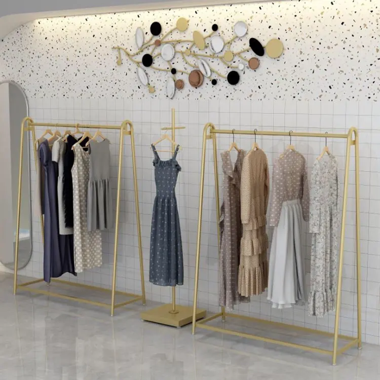 Factory Wholesale Metal Gold Clothes Display Stand Hanging Racks for Retail Garment Store Boutique