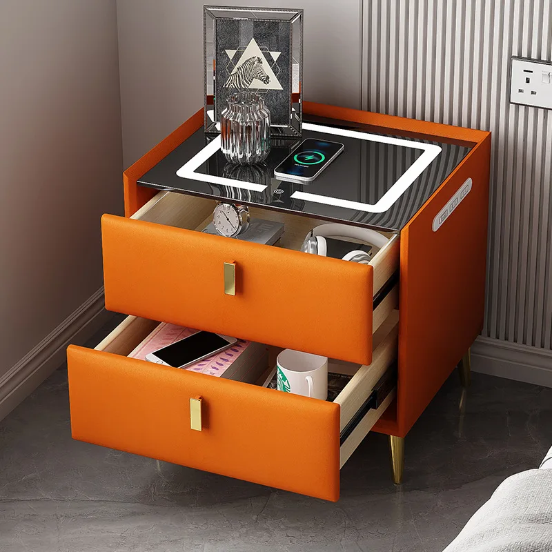 HQSLP nightstand wireless nightstand with outlet two drawer nightstand