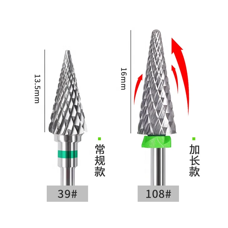 Tungsten Carbide Nail Drill Bits Rotate Electric Carbide Milling Cutters for Manicure Gel Polish Remover Tungsten Nail Bit Drill