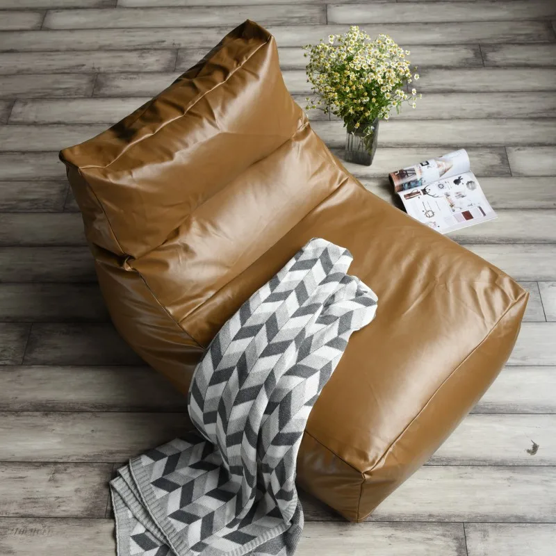 European Minimalist Craftsman PU Leather Corner Sofa Couch Bed Chair Bean Bag Cover No Filling