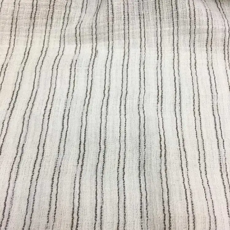 Custom Seersucker Shirt Dress Garment Material Woven Melan Men Washed Multi Striped Linen Cotton Fabric