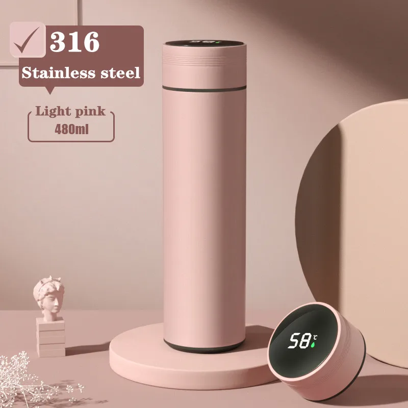316 stainless steel candy color cute simple LED display hot thermo vacuum cup intelligent water cup thermos cup