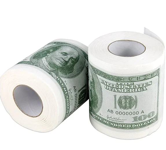 Hundred  Money Toilet Paper- Dollar Bill Toilet Paper Roll Bathroom-Novelty Funny Toilet Paper