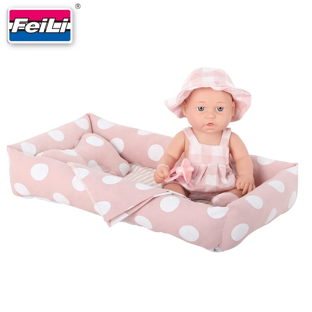 Dollri Starri New Arrival 12'  Vinyl Fashion Baby Doll With Cotton Bed and Pacifier for Children Doll Set Girl Gift Toys
