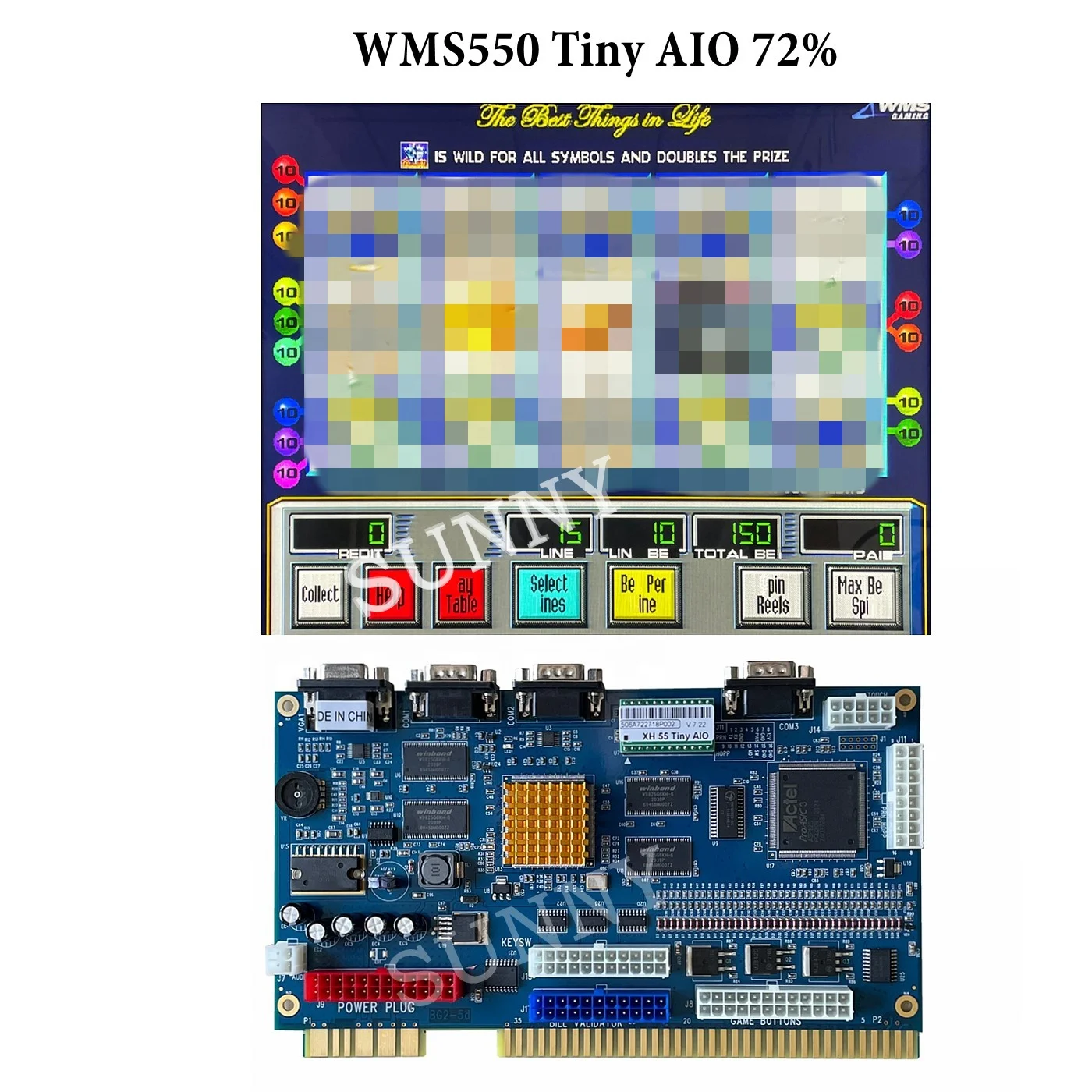 WMS games 550 крошечная AIO 72% игровая доска/POG горшок с золотом 510 580 595 лиса 340 wms Кено доска конечной огневой линии