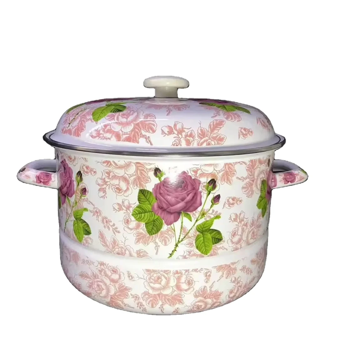 [Factory in Stock] Enamel Household Stew Pot Bank Business Gift Steamer