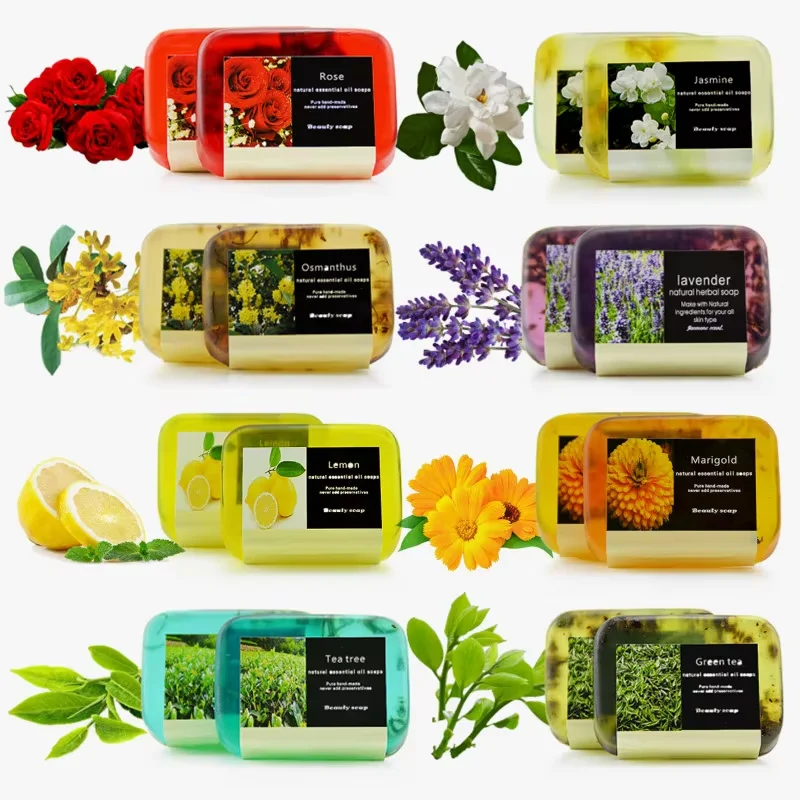 Bamboo Charcoal/Lavender/Rose/Lemon/Tea Tree/Aloe Vera Handmade Soap Wash Face and Bath Soap Moisturizing Essential Oil Soap