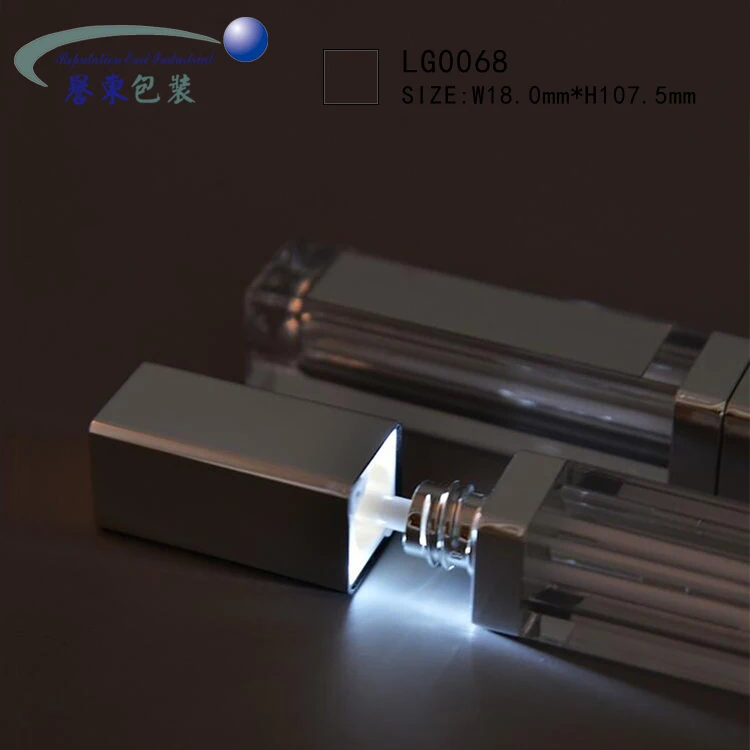 7ml free sample portable retangular empty lipgloss bottle LED lip gloss tube with mirror