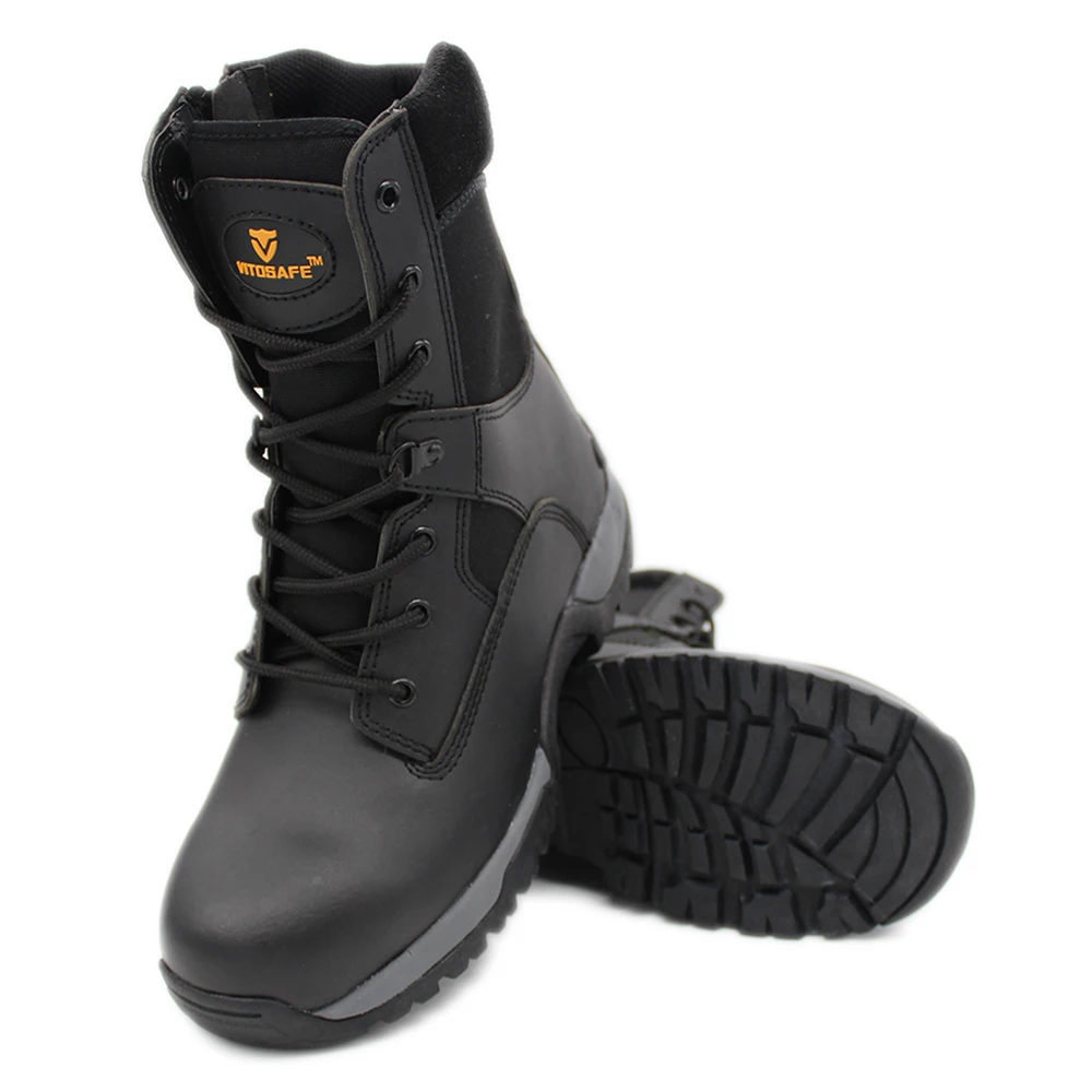 leather en345 standard custom jungle combat waterproof steel toe safety shoes / boots for workers