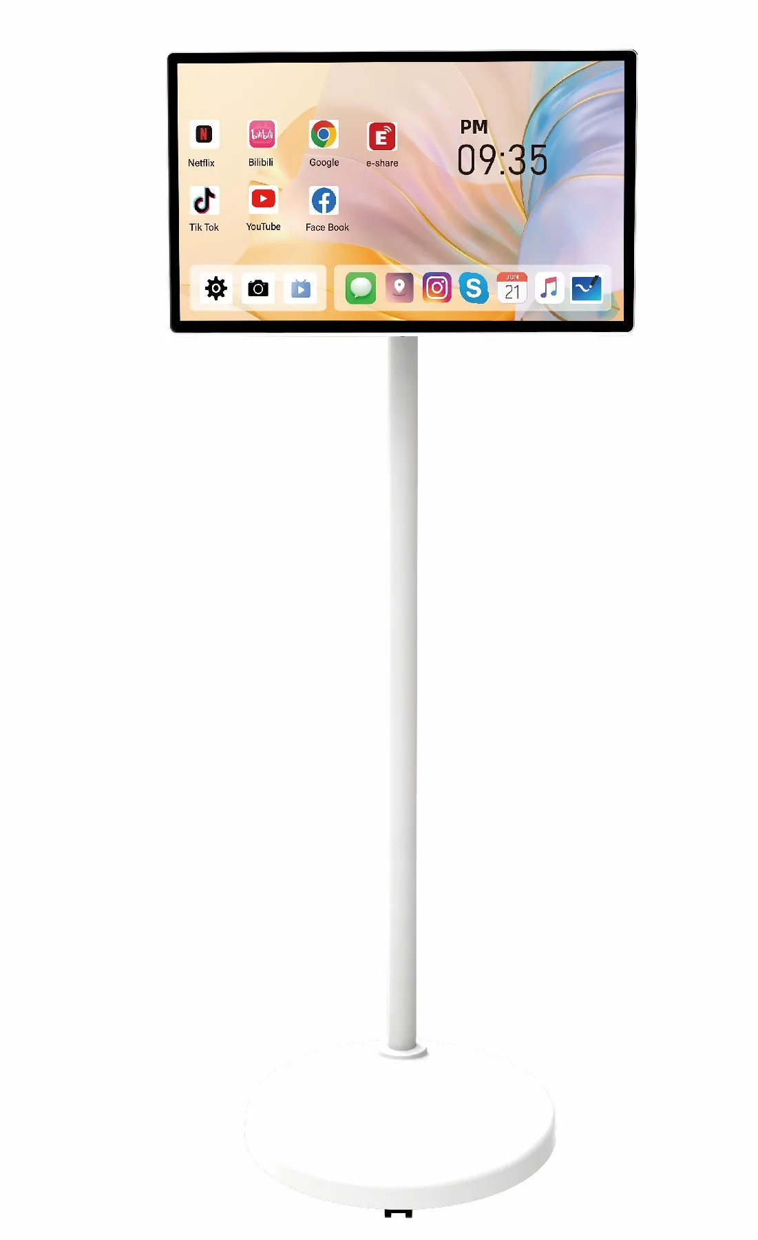 VETO 24 inch Smart Portable TV  Ultra Narrow Bezel Wireless Indoor Android 12 Rolling TV With Built-in camera