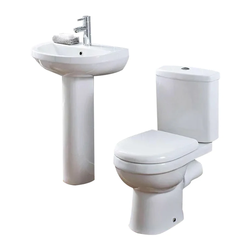 Wholesale sanitary ware bathroom ceramic wc set rimless p-trap two piece gravity flushing UK modern design luxury wc toilet