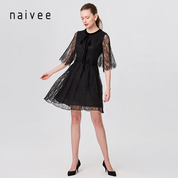 
Naivee 2020 summer fashion formal elegant sexy lace ladies embroidery dress cocktail dress black dress 
