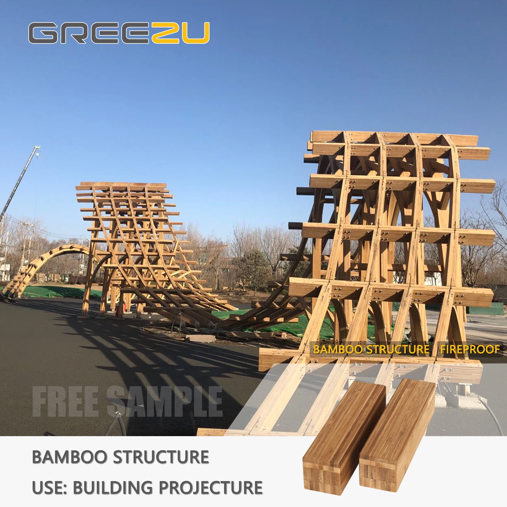 Engineered bamboo post and beam style construction house Bamboo laminated timber for landscape architecture Detachable