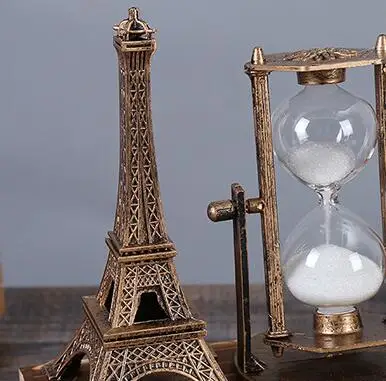 Creative Home Office Decoration Vintage Decoration Paris Tower Hourglass Resin Crafts