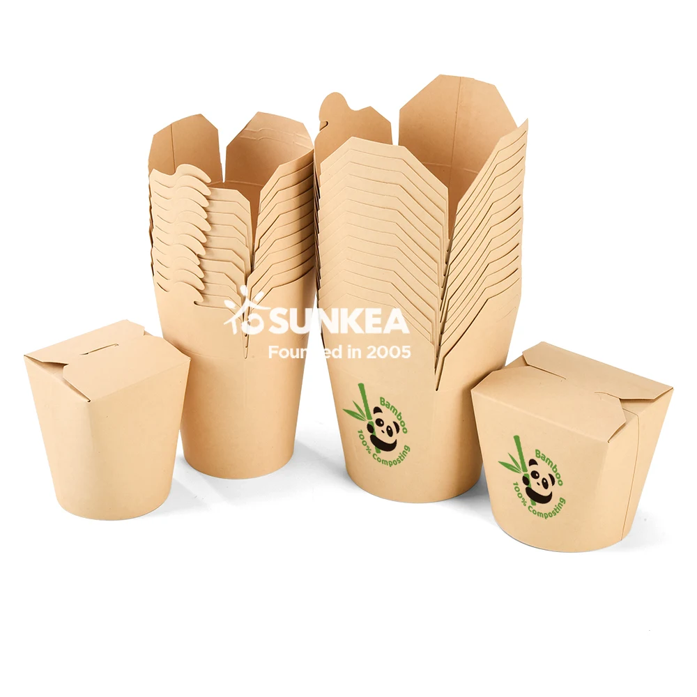 Disposable custom printed logo Bamboo Noodle pasta paper box / Asian food pail