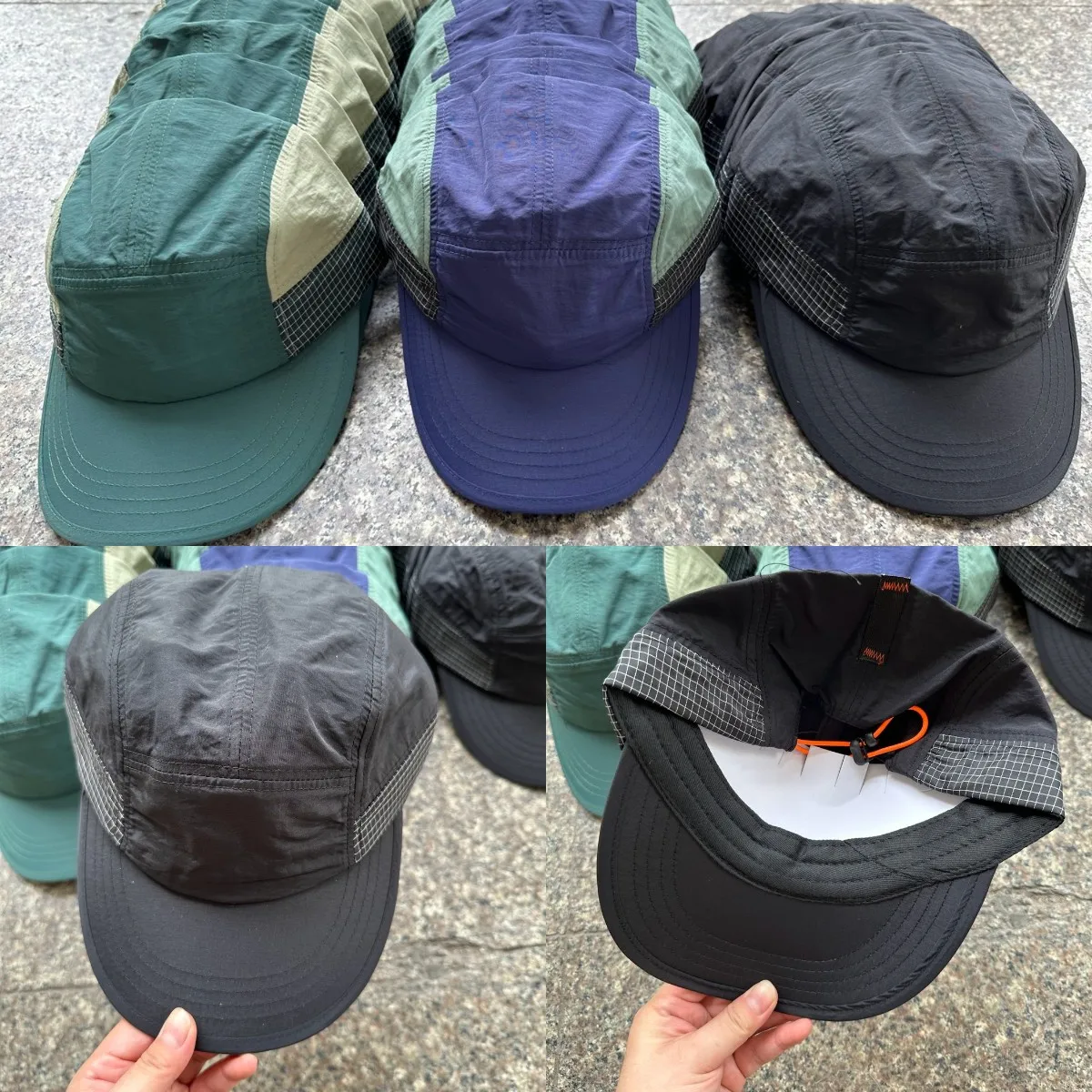 FF1108 Custom Quick Dry Baseball Cap Drawstring 5 Panel Running Camp Cap Sun Protection Cycling Hiking Camper 5 Panel Hat