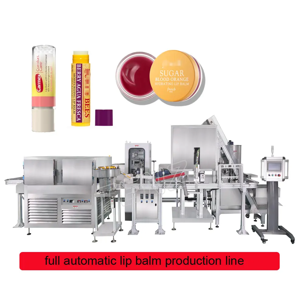 Полностью автоматическая линия по производству бальзама для губ TENZ и полностью машина наполнения 6 насадок Бальзама Для