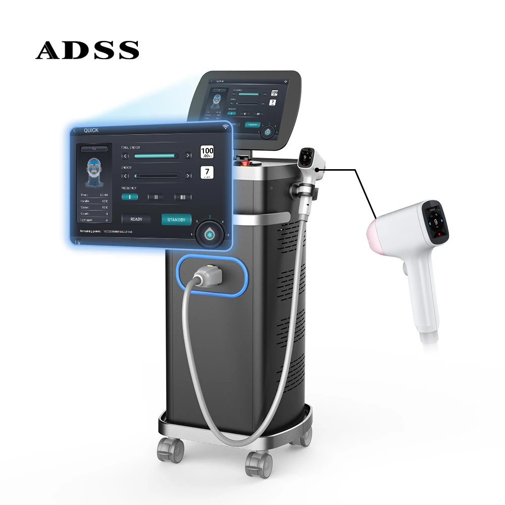 ADSS 4 Wavelength Alexandrite Professional Diode Laser Hair Permanent Removal Machine with Adjustable Spots