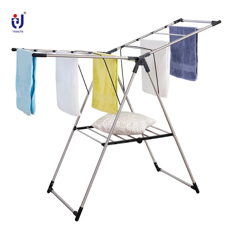 High Level Metal Home stainless steel laundry rack drying rack foldable clothes drying