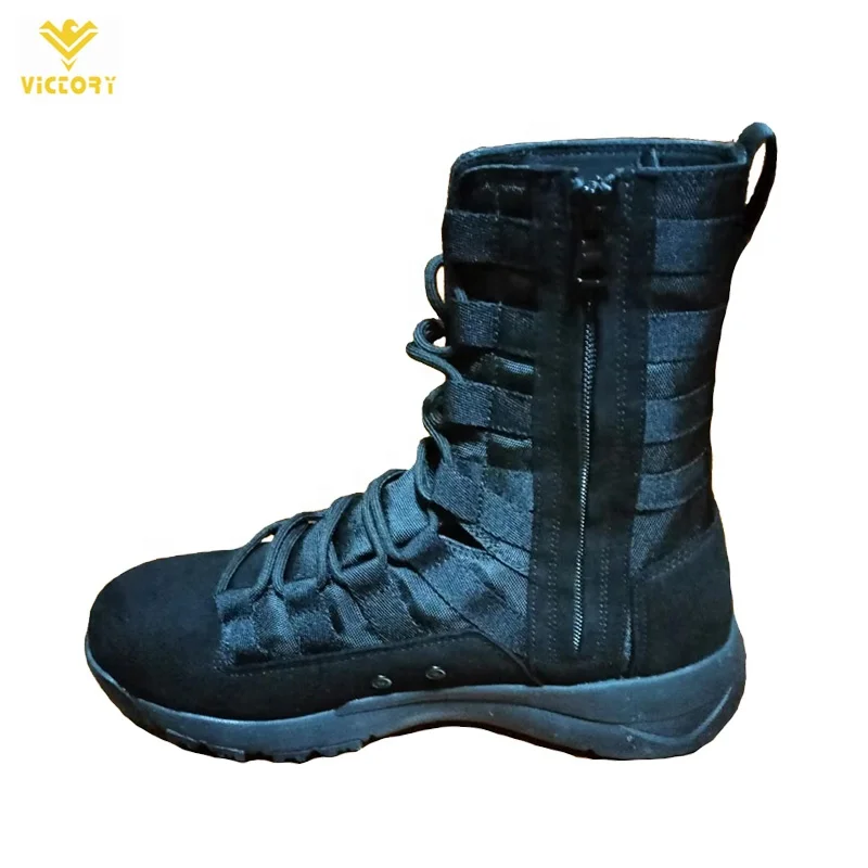 Black  and khaki Tactical boots Leather Outdoor Shoes Tactical Ankle Combat Hiking Riding Woman  Boots