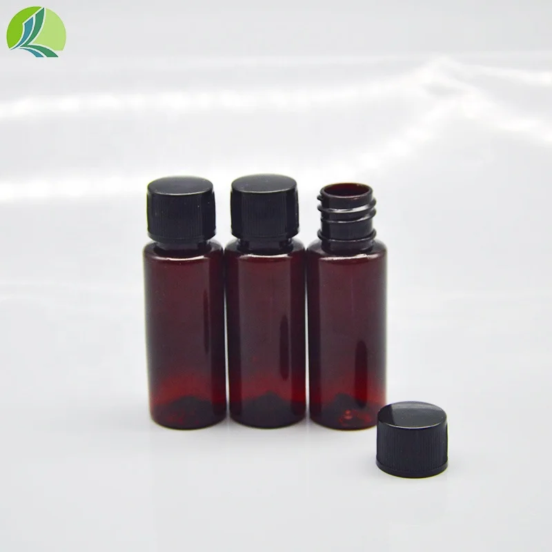 High-quality plastic oral liquid bottle 10ml 20ml brown PET plastic liquid syrup bottle dark screw cap empty bottle