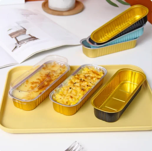 BZ Factory Price Hot Sale 200ml Customized Colorful Rectangular Aluminum Foil Tray for Baking Chicken Durian Food Safely