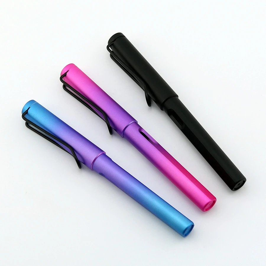 Pretty Practical Gradient Color Holder Plastic Fountain Pen EF Tip Black Blue Ink Quick Ink Output Office School Writing Pen