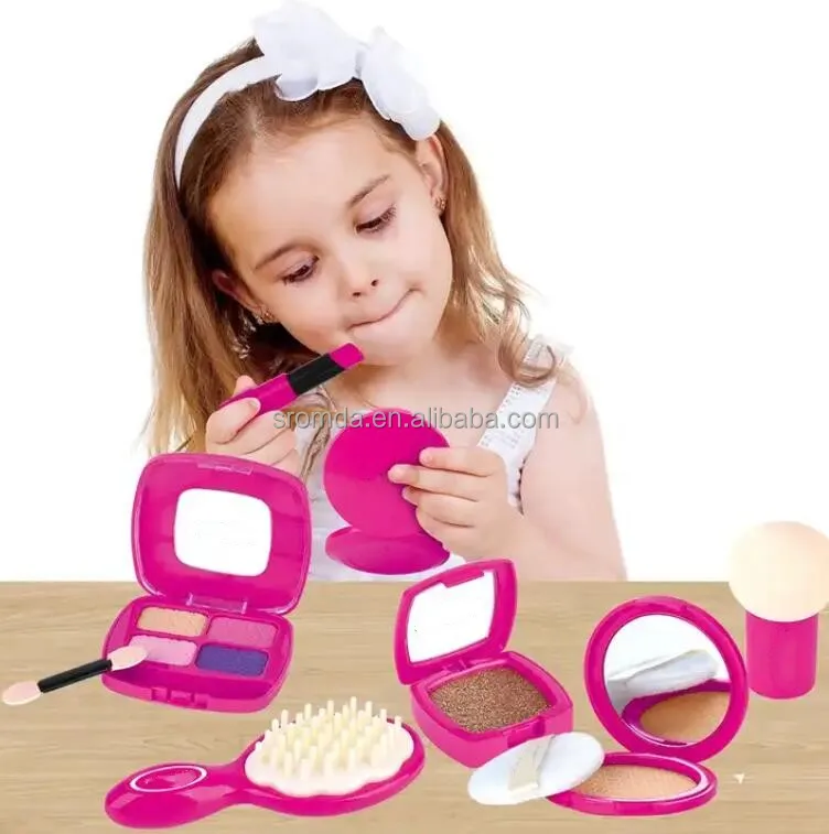 Sromda Pretend Play Kids Makeup Toys Children Make Up Set 22pcs Princess Cosmetics Box Makeup Kit For Girls