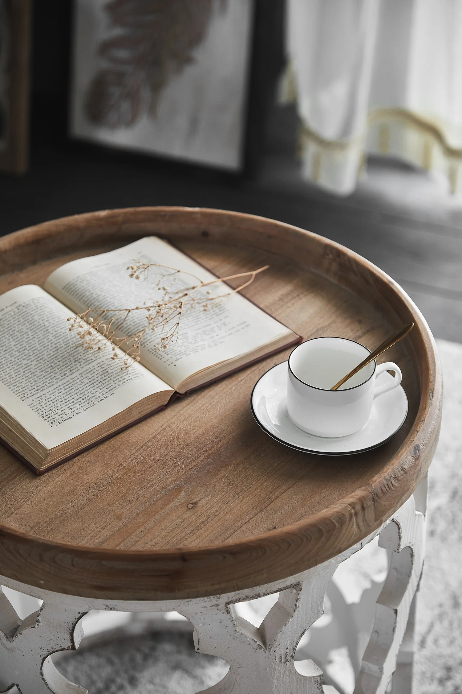 Custom Mid Century Nordic Country Antique Style Furniture Living Room Antique Furniture Minimalist Round Nordic Coffee Table